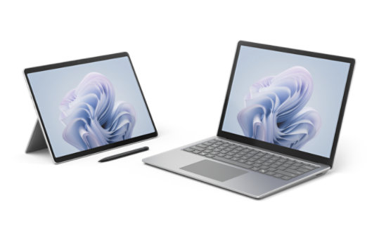 A Surface Pro with Surface Pen are observed alongside a Surface Laptop