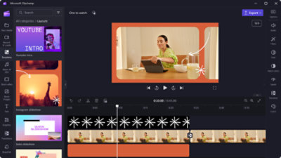 Microsoft Clipchamp 畫面顯示多軌編輯