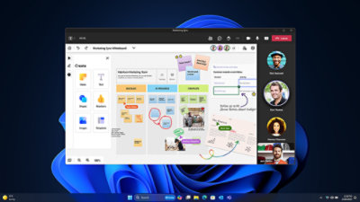 Captura de pantalla de una colaboración en pizarra en Windows 11