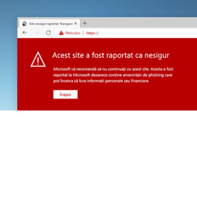 Un avertisment că un site web ar putea să nu fie sigur
