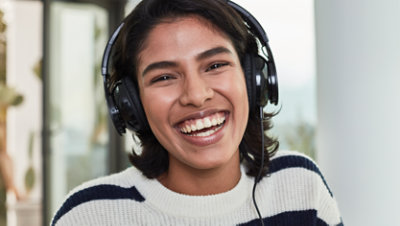 A person wearing headphones.