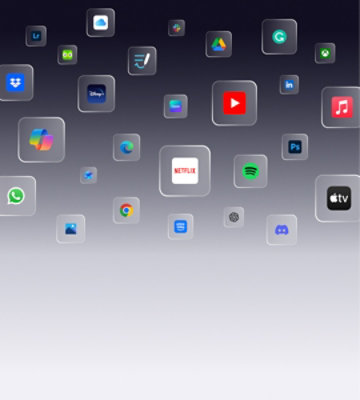 Various app logos on a gradient background