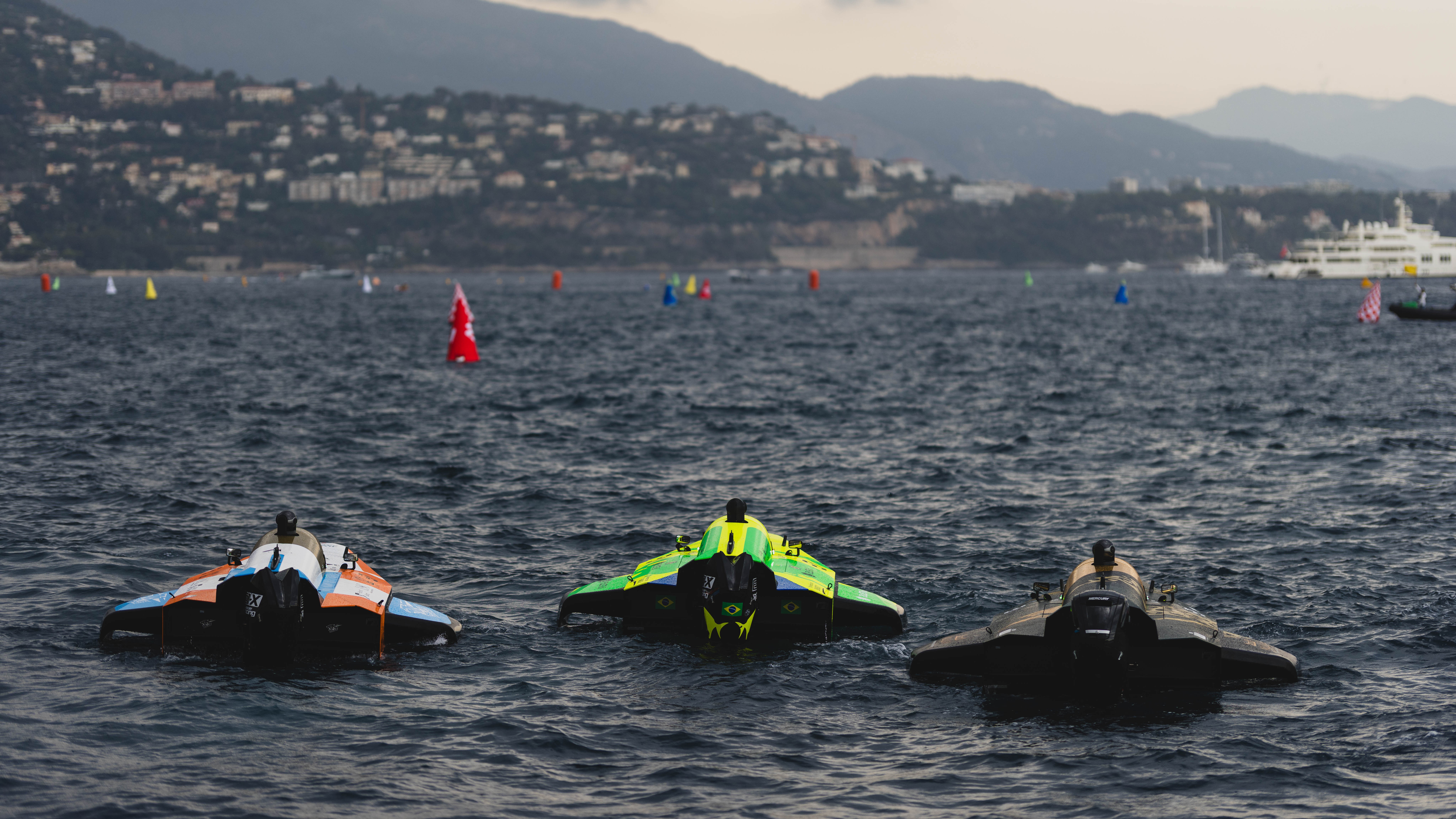 RaceBird&#039;s wait in the water ahead of the E1 final in Monaco on July 19.