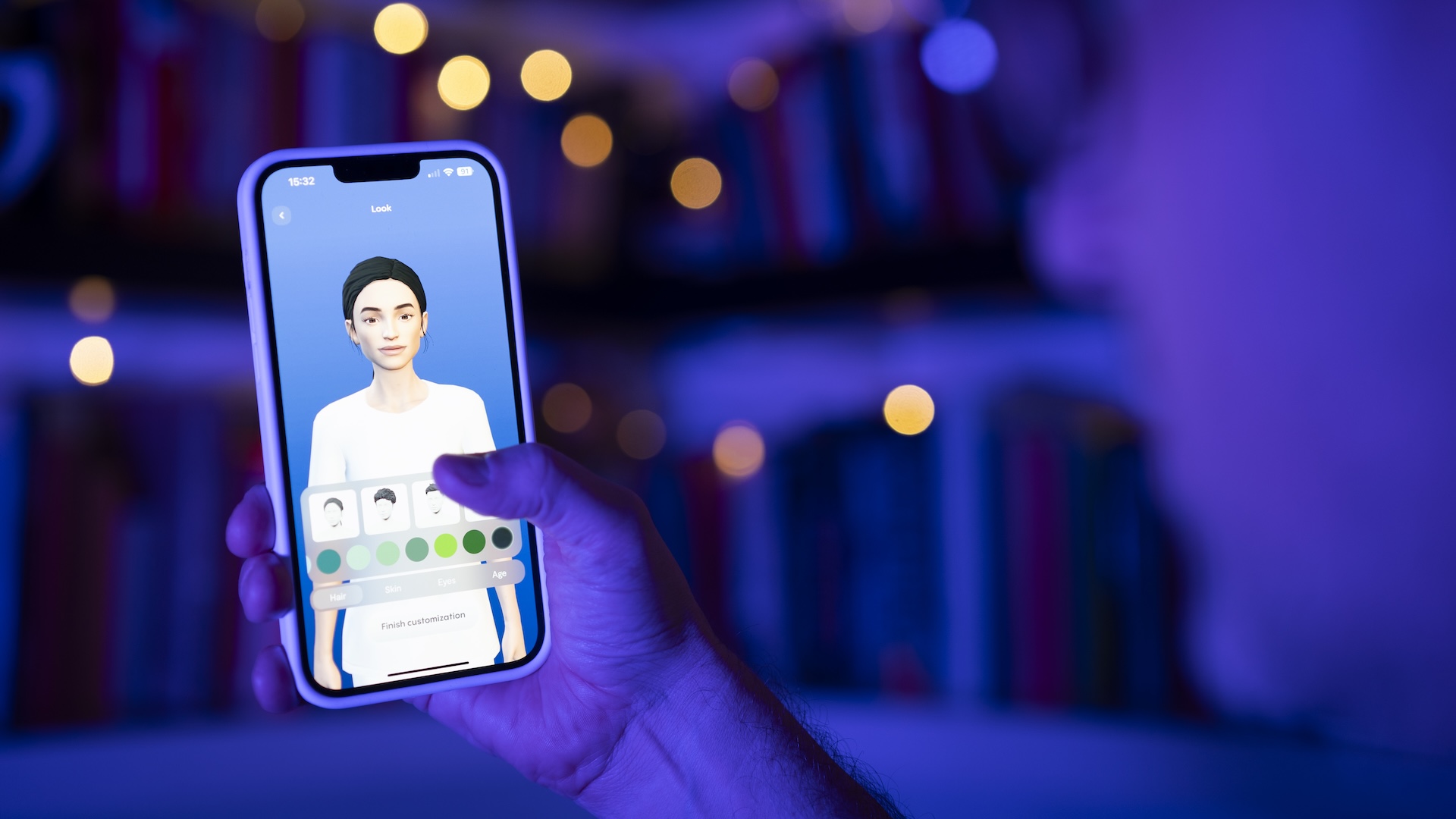 a photo of a person holding up their phone with a Replika AI companion on the screen