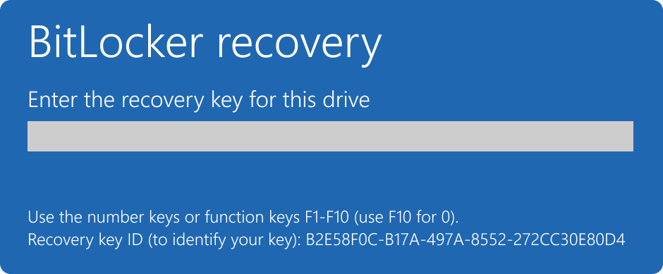 Screenshot of the BitLocker recovery screen.