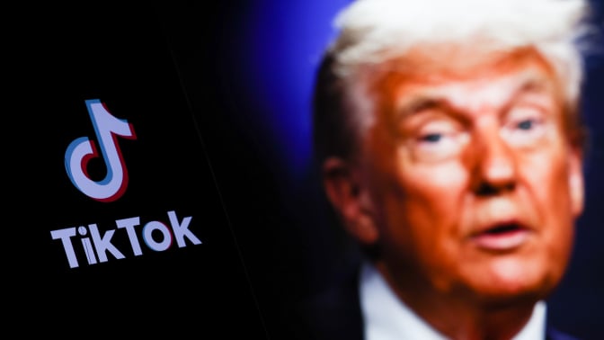 TikTok logo and Donald Trump
