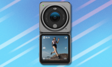 DJI Action 2 on blue abstract background