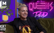Tina Romero on the Say More couch talking about 'Queens of the Dead'