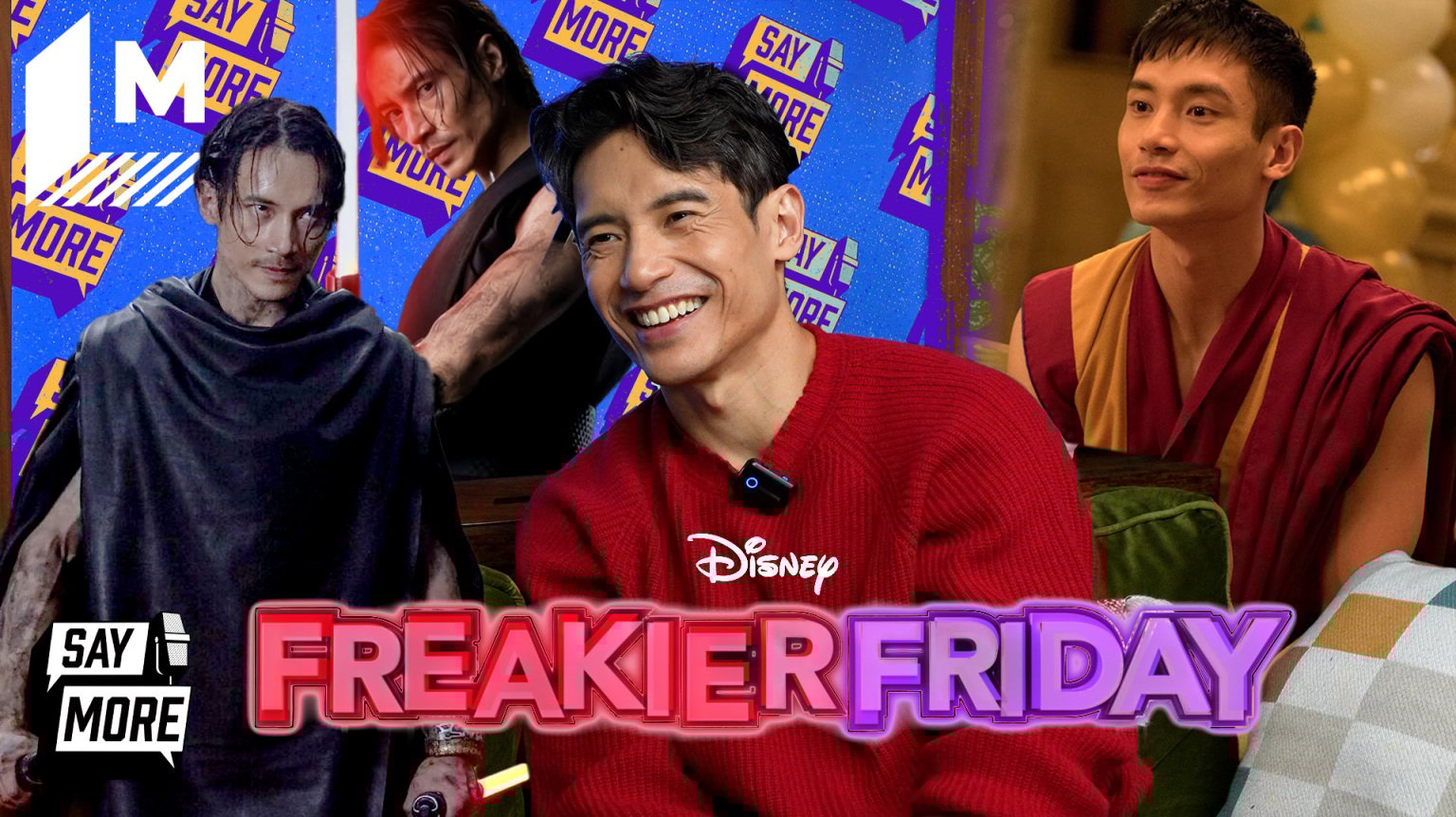 Manny Jacinto on the 'Say More' couch talking about 'Freakier Friday', 'The Acolyte', and 'The Good Place'.
