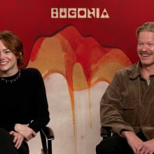 Emma Stone and Jesse Plemons at the junket for 'Bugonia'