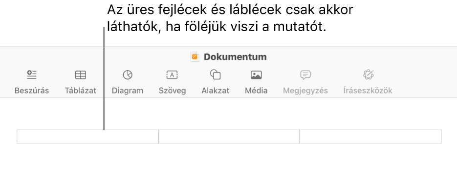 Három fejléc mező a dokumentum címe felett.