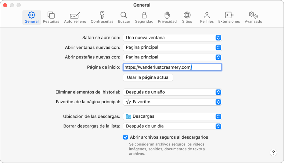 El campo de búsqueda inteligente de Safari, en donde puedes ingresar el nombre o la URL de un sitio web.