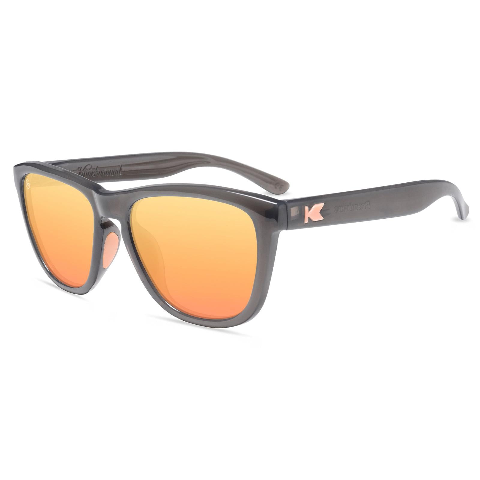 Sport Sunglasses with Jelly Grey Frames and Polarized Peach Lenses, Flyover