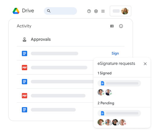 ส่งคำขอลายเซ็นอิเล็กทรอนิกส์บนไฟล์ในไดรฟ์