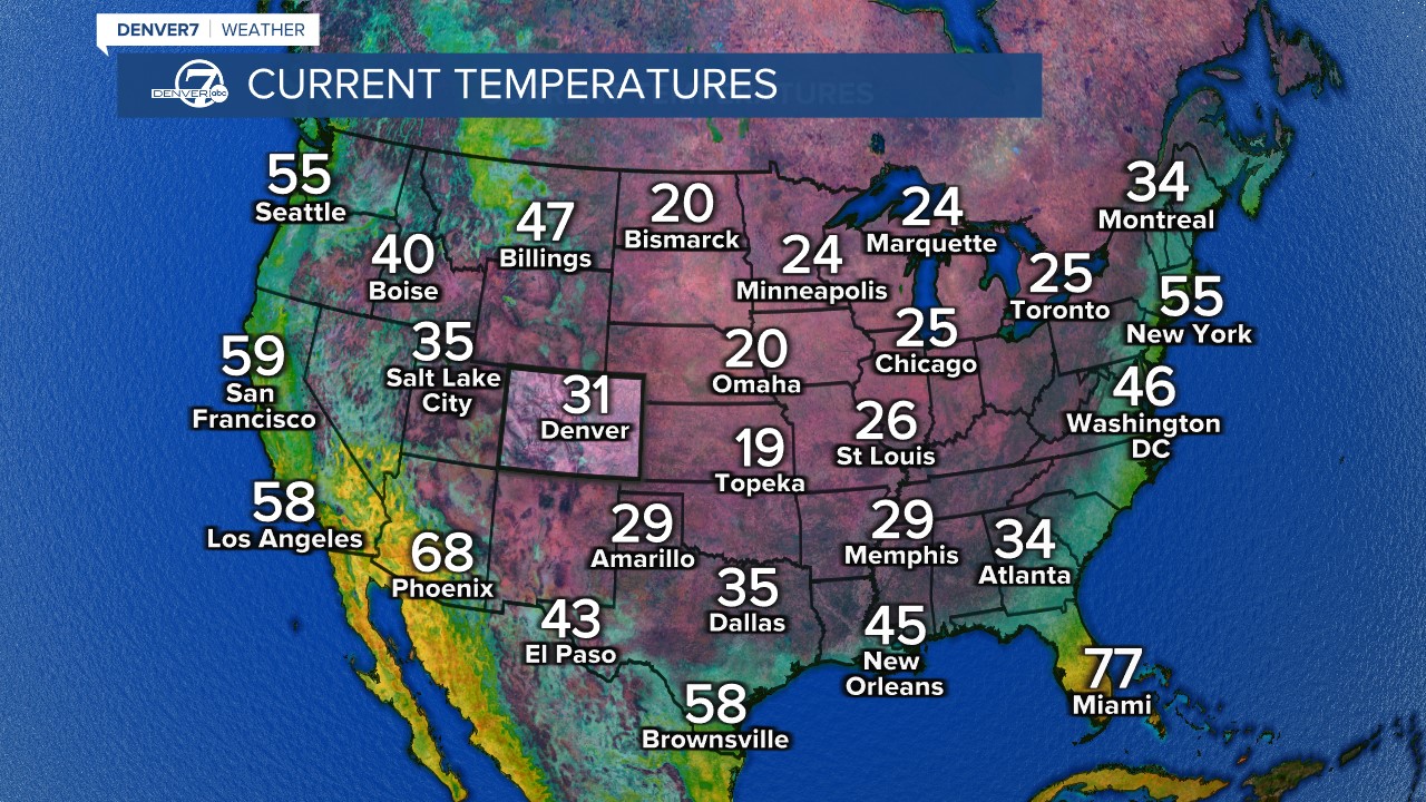 Current national temperatures