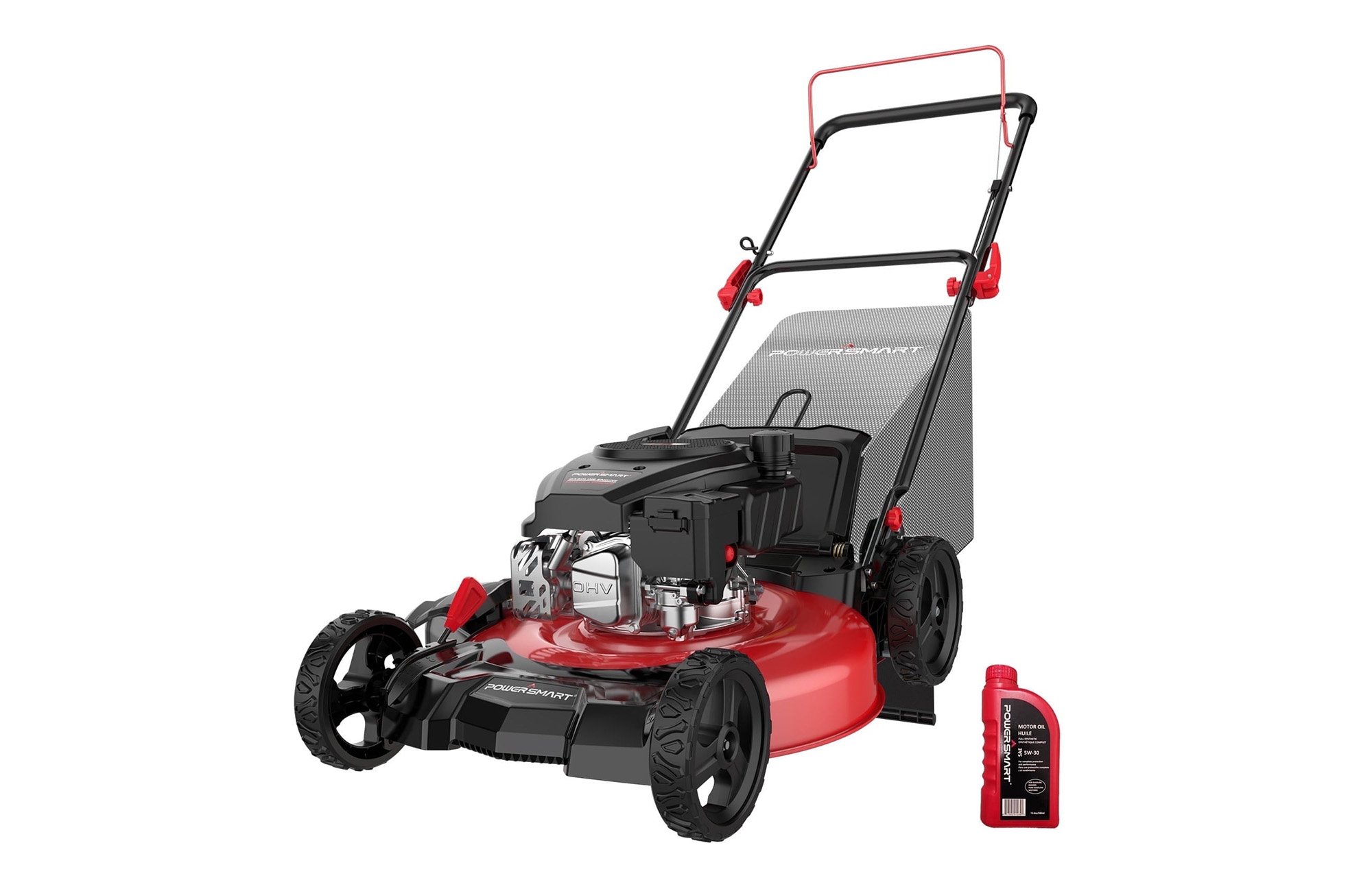 PowerSmart 21" 144cc Gas Push Lawn Mower , with 6-Position Height Adjustment, 3-in-1 Cutting