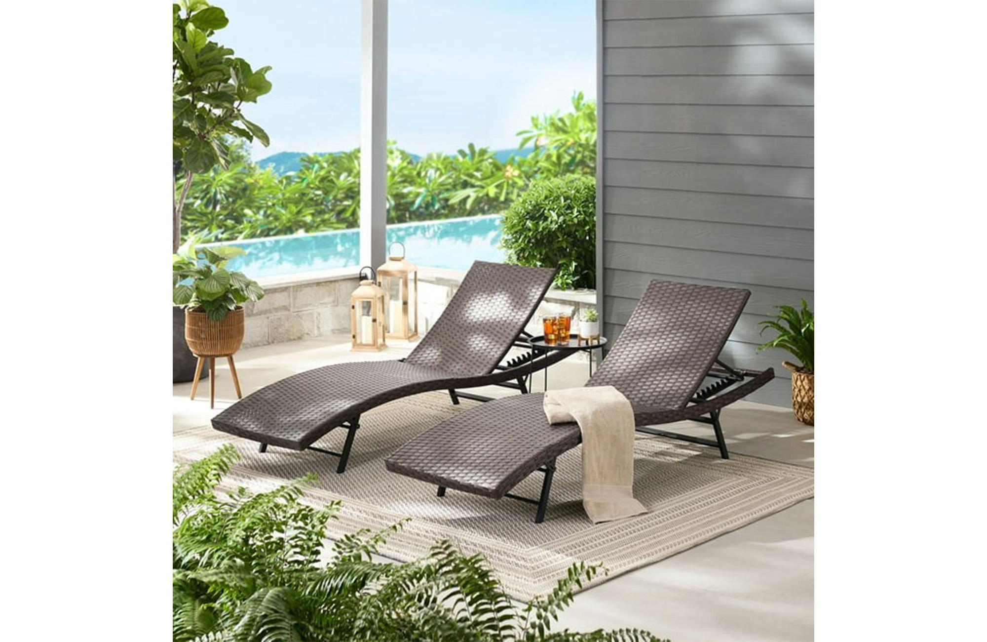 Mainstays Henderson Wicker Outdoor Chaise Lounge, Set of 2
