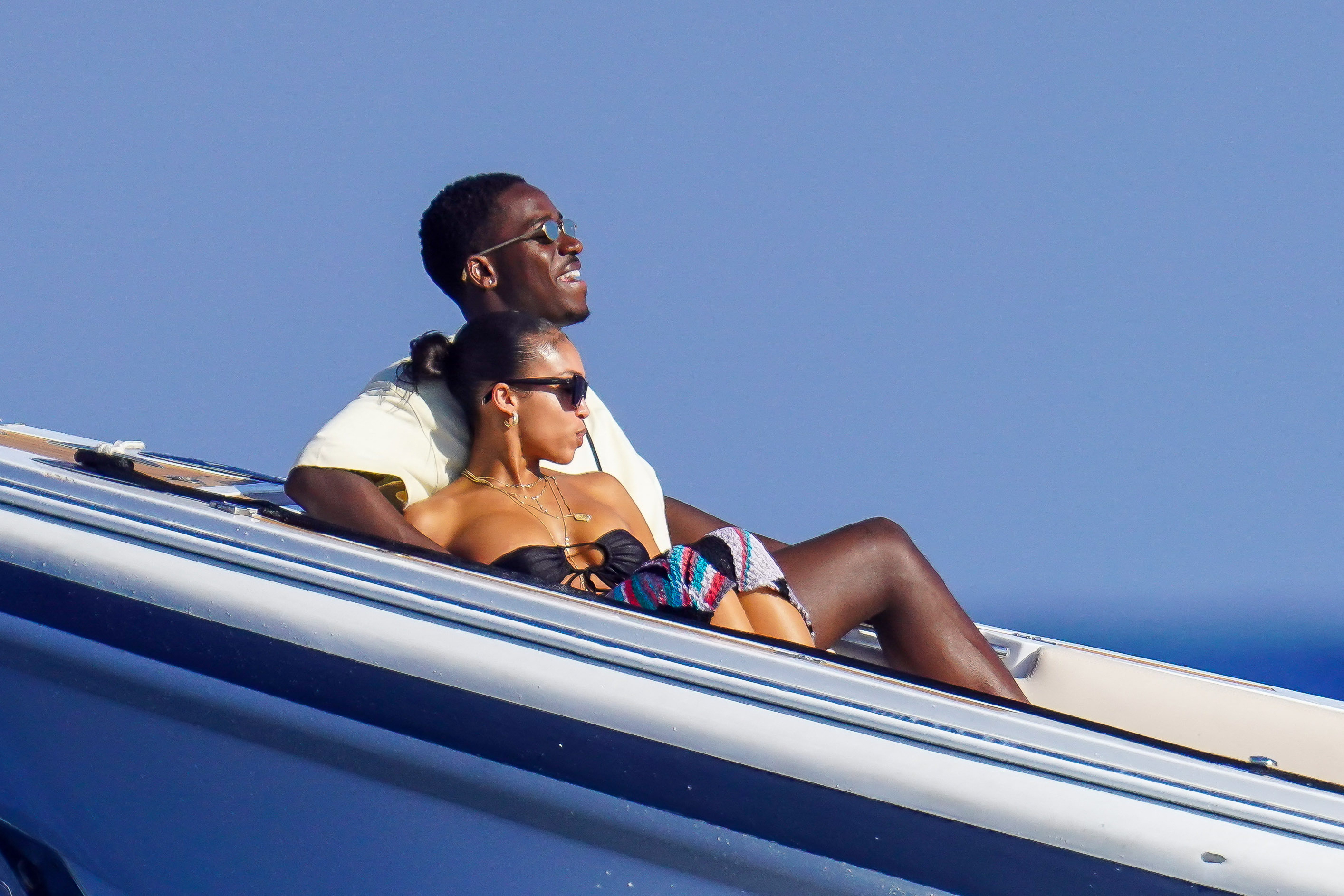 Lori Harvey and Damson Idris are seen vacationing on a yacht in St-Tropez
