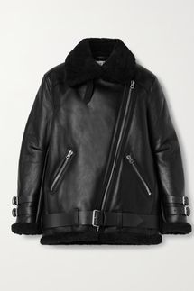 Acne Studios Shearling-Lined Leather Biker Jacket