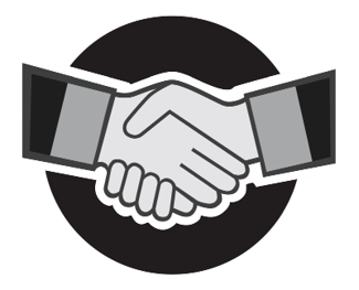 A handshake with a black background

Description automatically generated