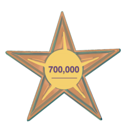 Star with the text "700,000"