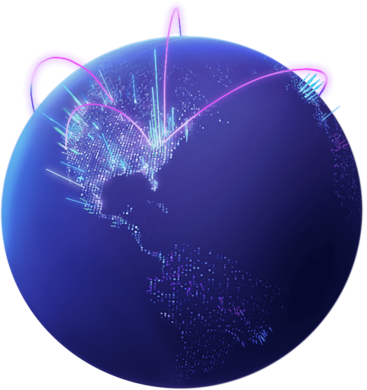 Planet earth with visualization of GitHub activity crossing the globe