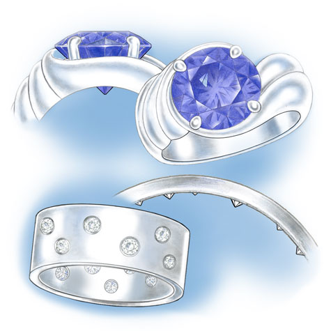 Two platinum ring examples showing exposed culets
