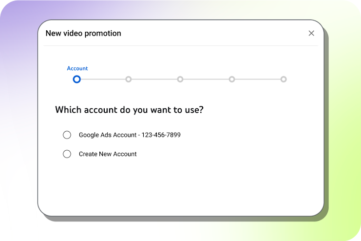 Image of the account selection phase of the setup process.