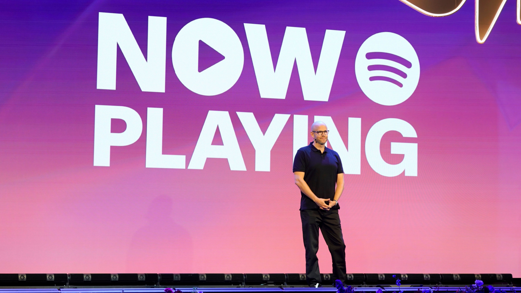 Spotify mogul Daniel Ek onstage during the "Now Playing" Creator Day   on November 13, 2024 in Los Angeles.