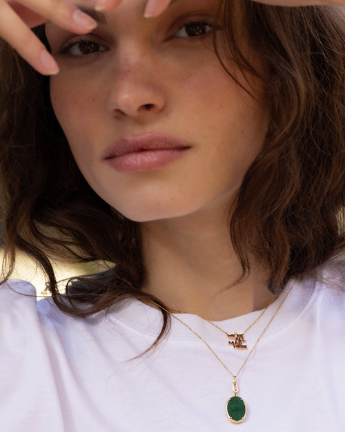 “Elle”  Aventurine Stone Slim Locket Necklace