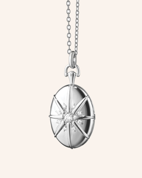 Four Image “Midi” Sterling Silver Star Burst Locket