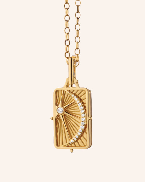 Sun, Moon and Stars 18K Gold Gate Locket
