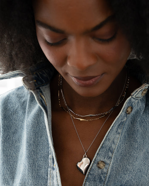 Slim Sterling Silver Heart Locket Necklace