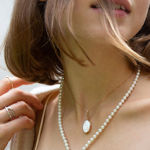 "Elle" Stone Slim Locket Necklace