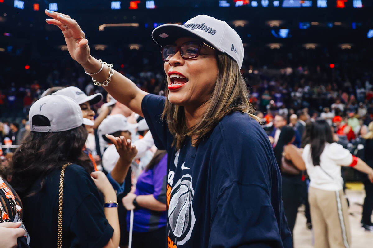 Aces head coach Becky Hammon coaches her team during game one of a WNBA finals basketball game ...