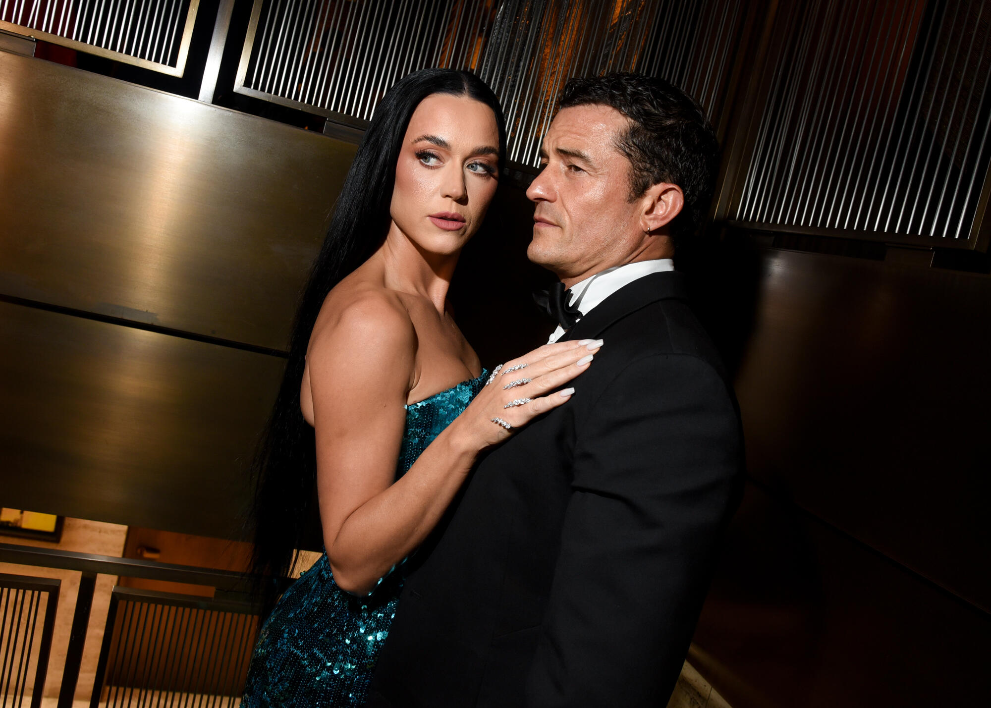Katy Perry and Orlando Bloom at the Kering Caring for Women Dinner during New York Ready to Wear Fashion Week held at The Pool on September 9, 2024 in New York, New York.