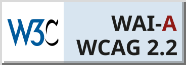 Level A conformance icon, W3C-WAI Web Content Accessibility Guidelines 2.2 (blue)